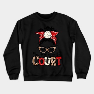 My Heart Is On That Court Volleyball Leopard Volleyball Mom Crewneck Sweatshirt